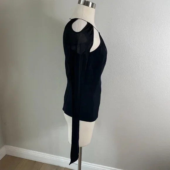 Nensi Dojaka Womens Large Black Sheer Long Sleeve Cutout Top Blouse - Picture 8 of 12